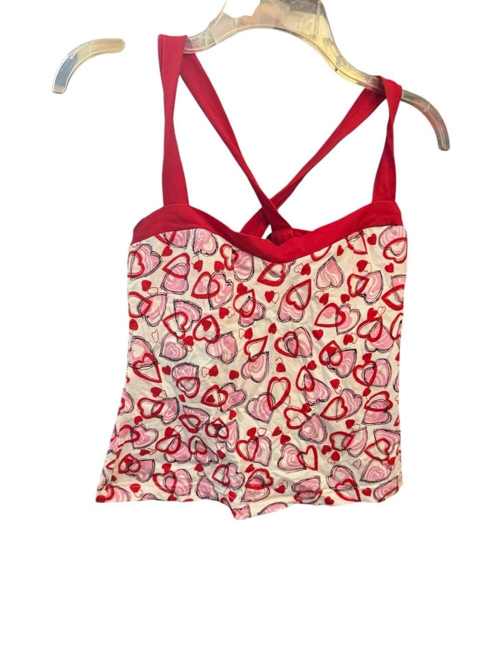 Vintage Y2K Avon Cross Cross Hearts Valentine Cami Camisole Small Built In Bra
